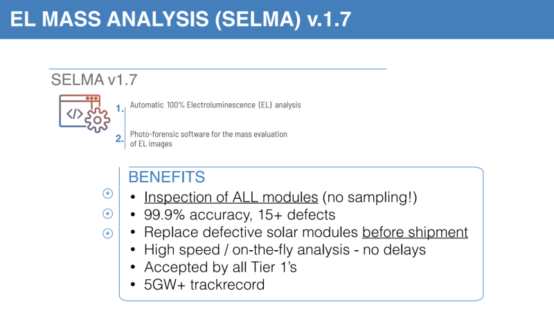 Electroluminescence Testing – Sinovoltaics SELMA