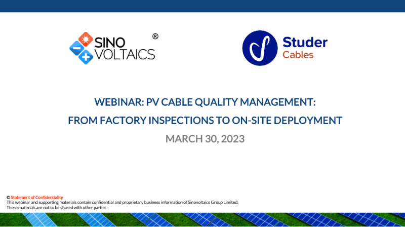 PV Cable Quality Assurance: from factory quality control to on-site deployment