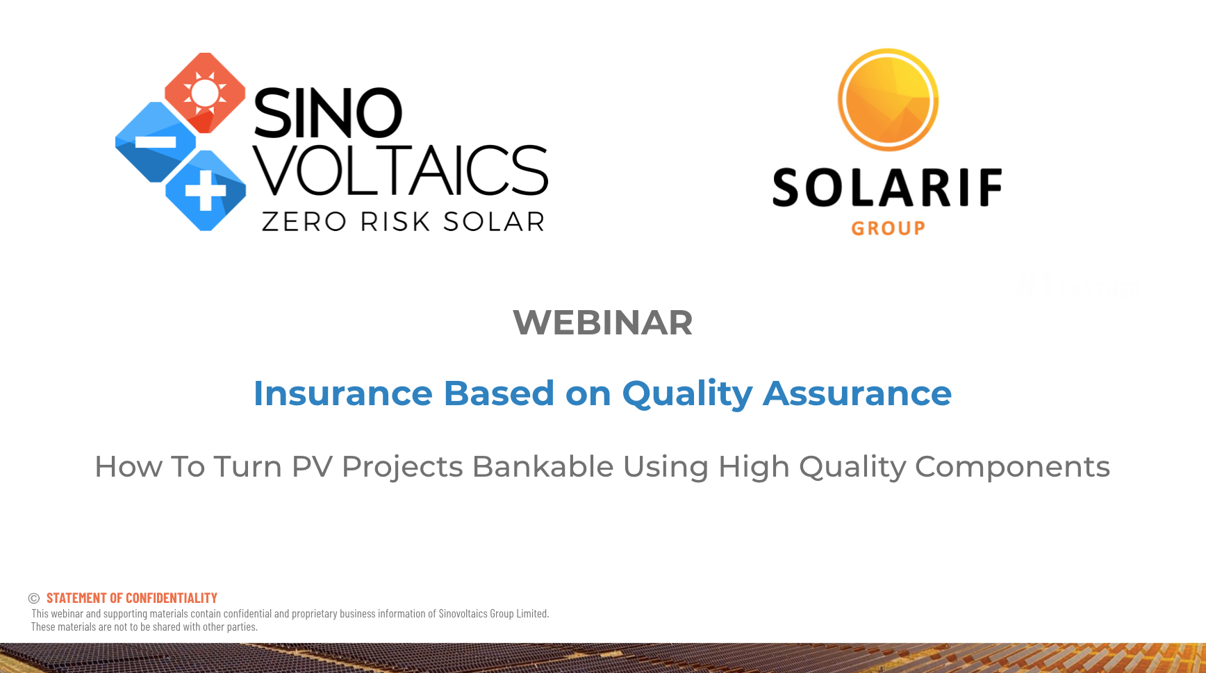 How to turn PV projects bankable using high quality components.