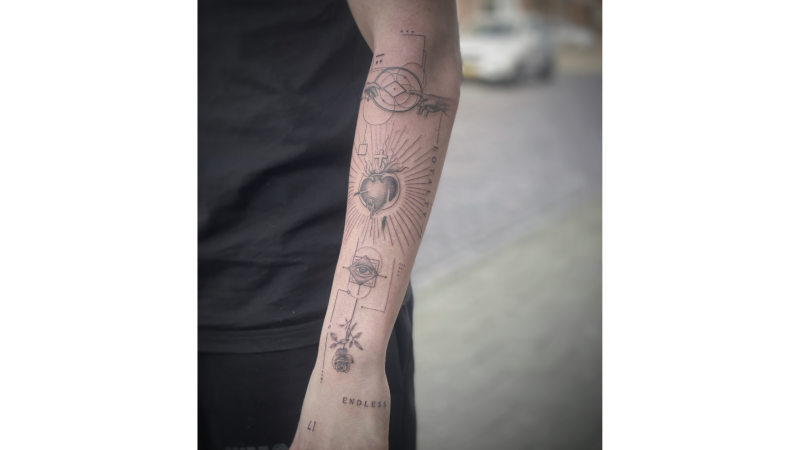 fine line art tattoo