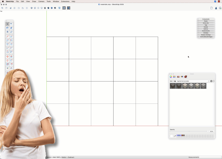 Standaard SketchUp materials zijn saai
