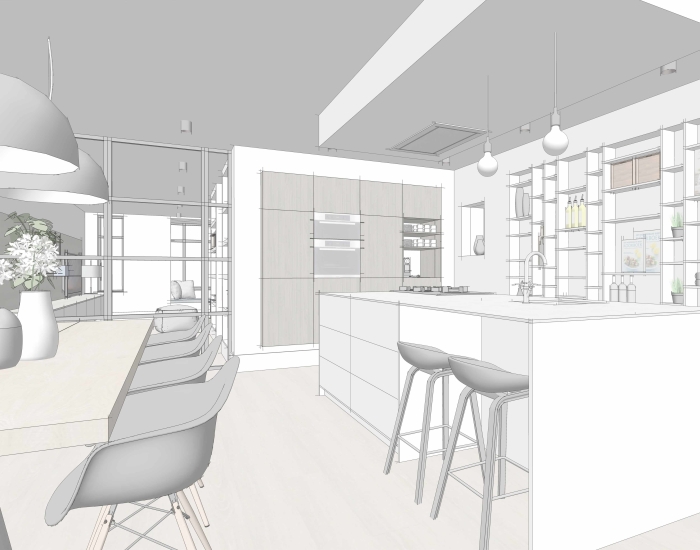 Voorbeeld van een SketchUp tekening.