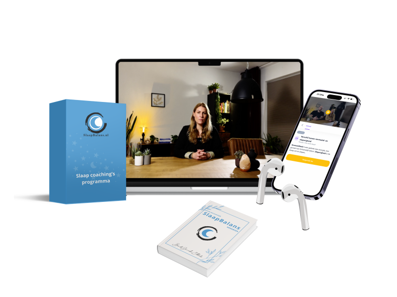 SlaapBalans-methode-slaap-coaching Mockup de slaapbalans-methode slaapcoaching online via laptopen telefoon inclusief werkboek
