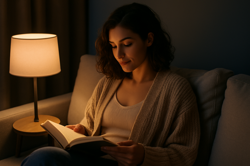 boek-lezen-in-donkere-slaapkamer-met-lamp-aan