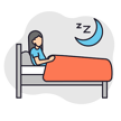 Slaapt-moeilijk-door illustratie van een vrouw die moeilijk (door)slaapt