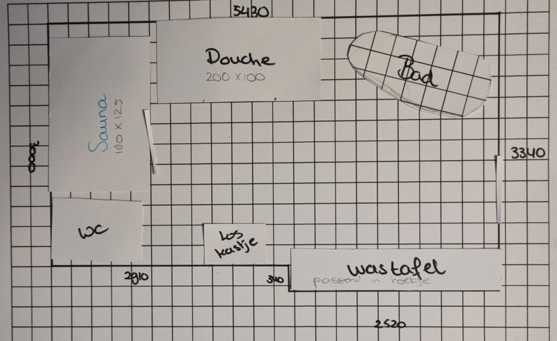 Plattegrond badkamer indeling