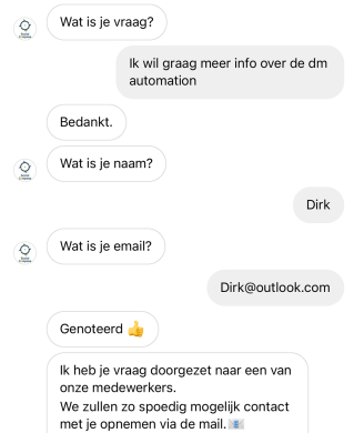 DM automation chat voorbeeld
