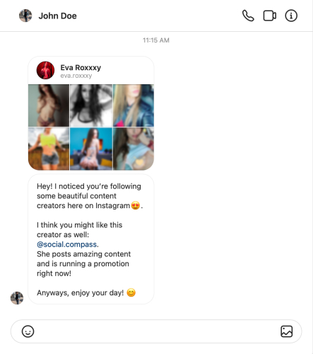 Screenshot of Instagram DM