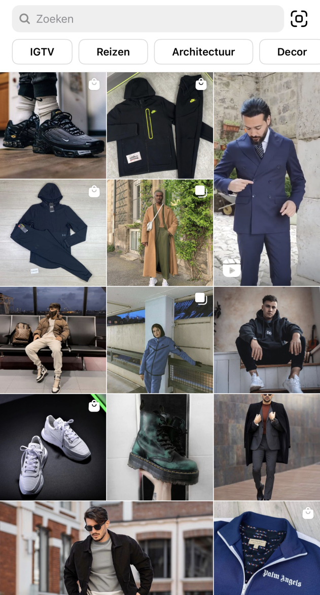 De Instagram explore pagina