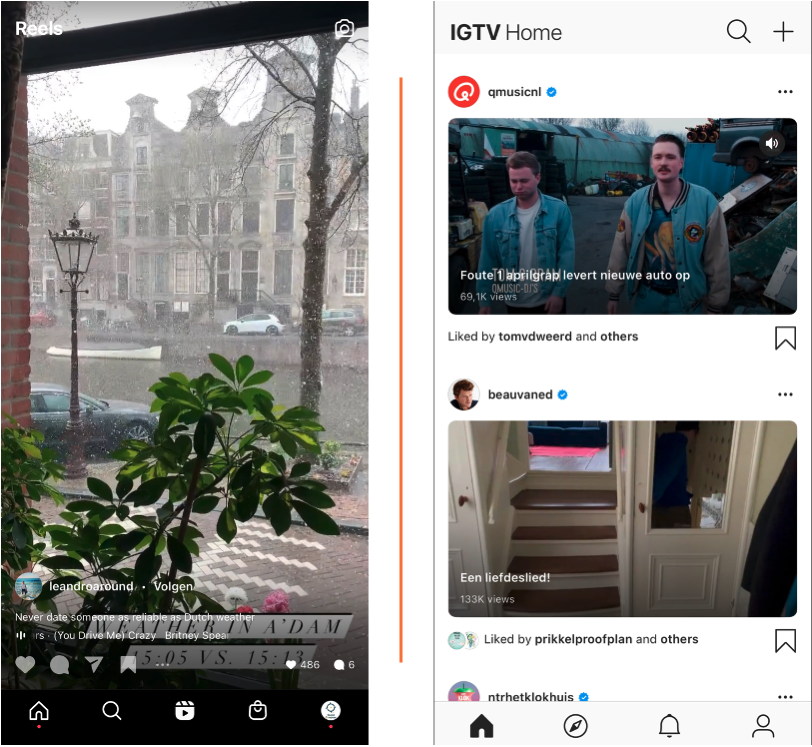 Instsagram Reels en IGTV