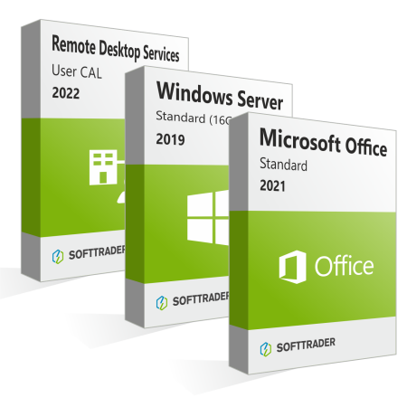 Trzy Microsoft Boxy Office RDS Windows Server
