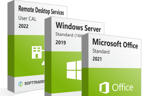 Trzy Microsoft Boxy Office RDS Windows Server