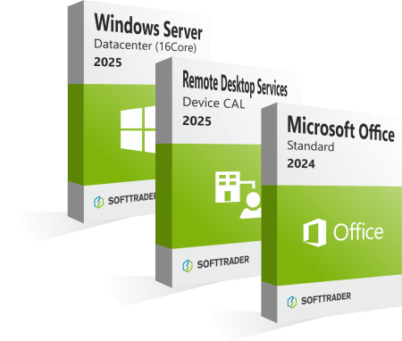 Dekorativ bild av 3 lådor från Softtraders produkter