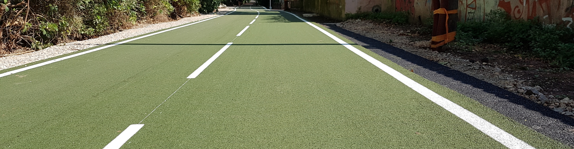 Green coloured asphalt bicycle lane