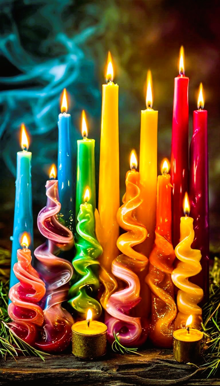 Overzicht van kaarskleuren en hun spirituele betekenis binnen Winti