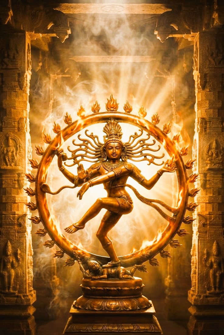 Nataraja Shiva klassieke bronsbeeld dansende Shiva in vuurring hindoeisme