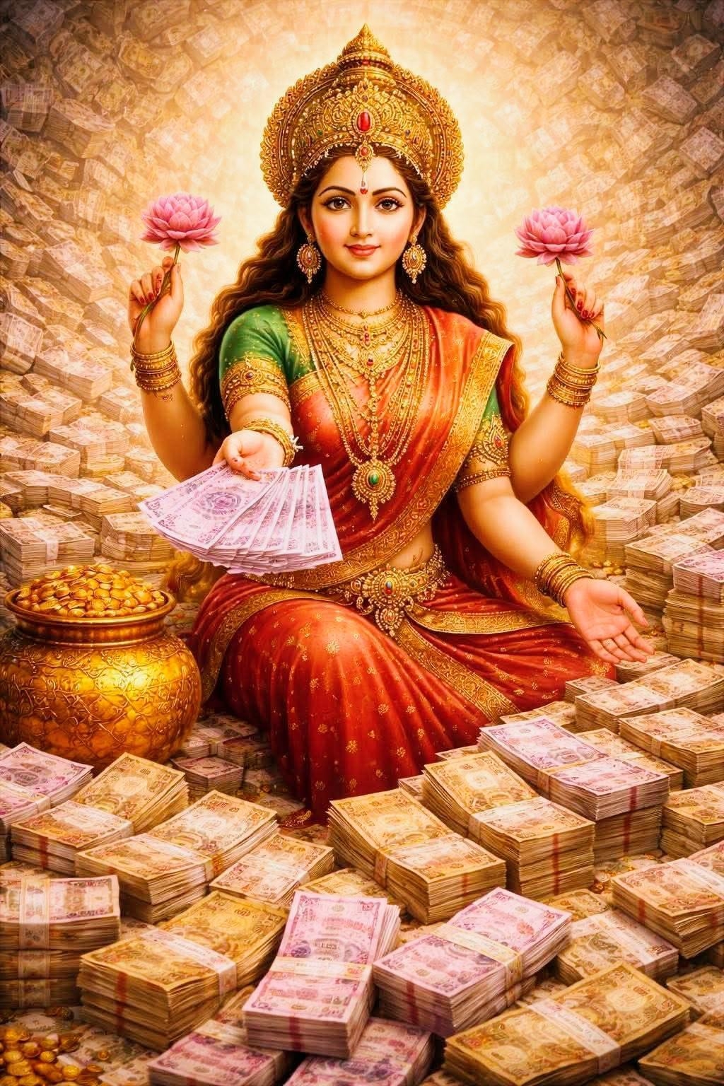 Lakshmi - hindoe godin die overvloed en innerlijke rijkdom brengt