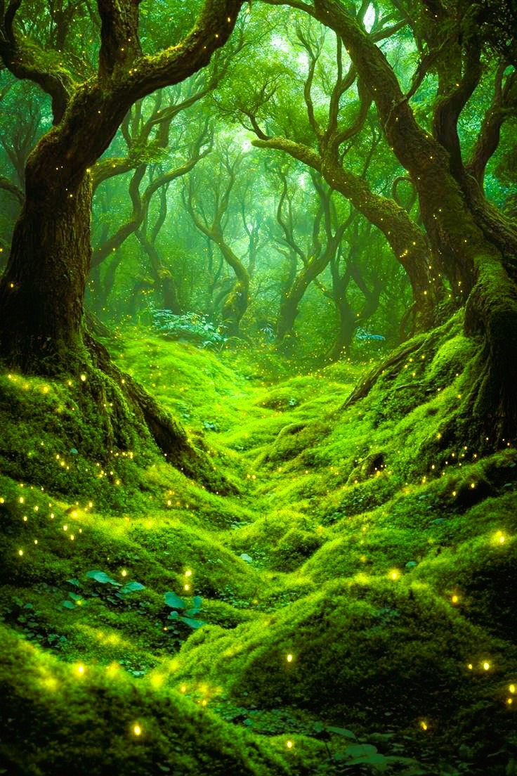 Een mistig bos, klassiek decor van fae en folklore-wezens