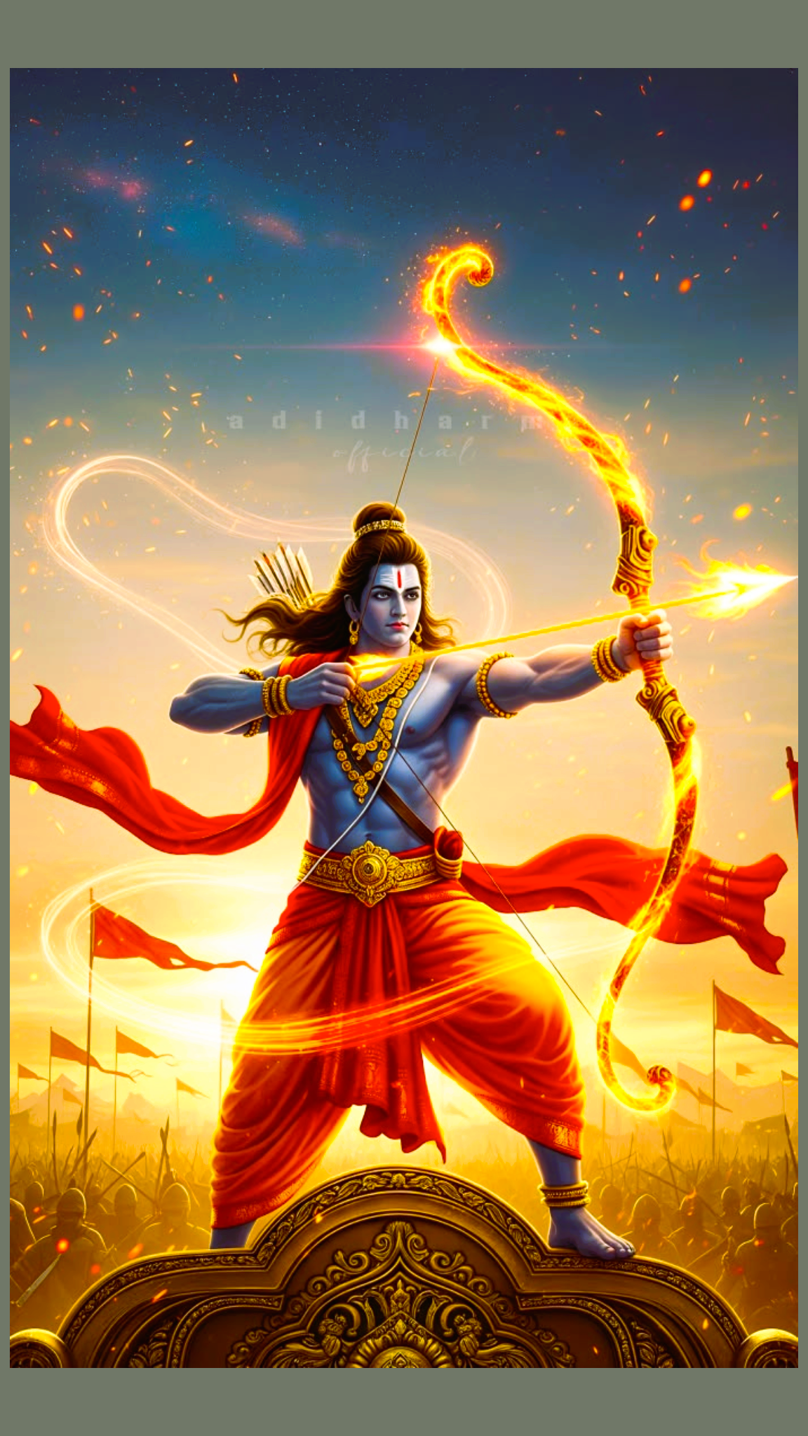 Rama zevende avatar van Vishnu met pijl en boog Sita en Hanuman held van de Ramayana