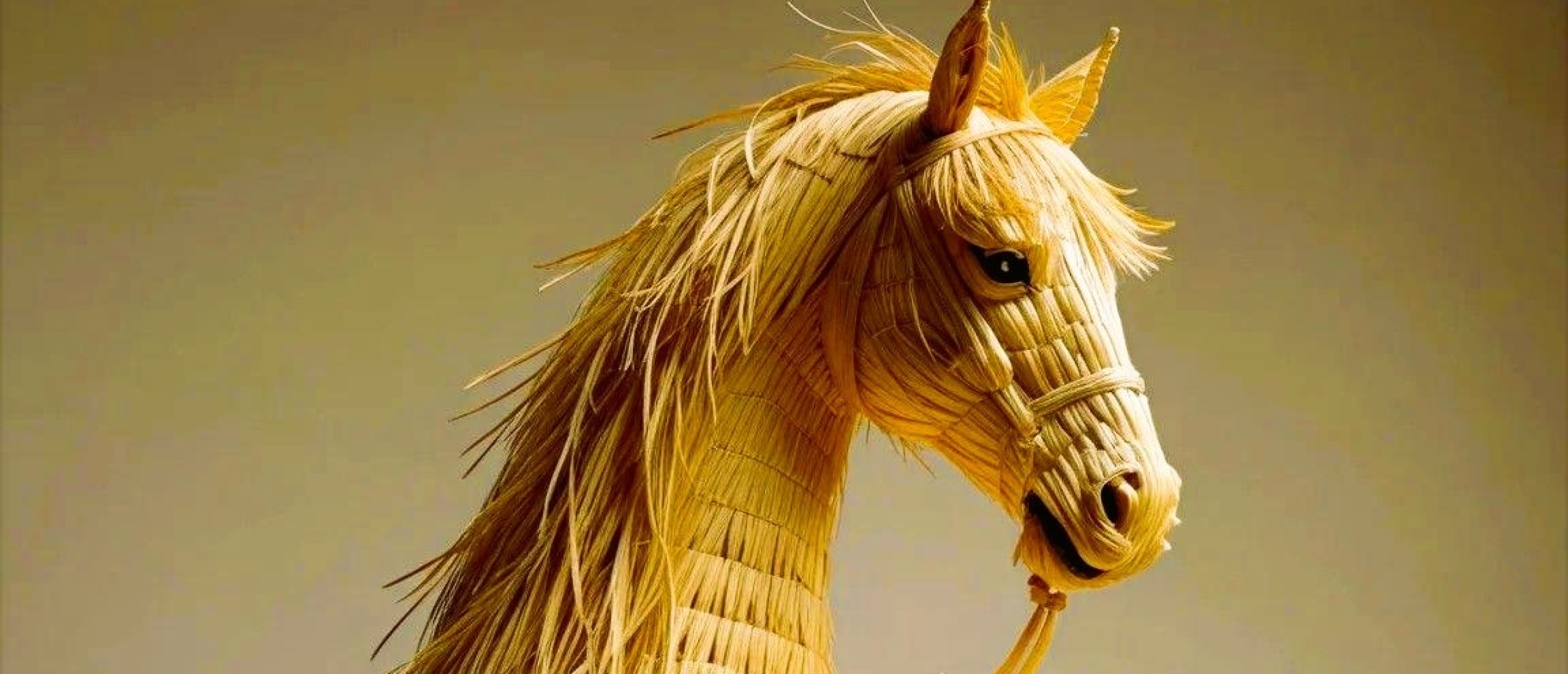 gevlochten rieten paard