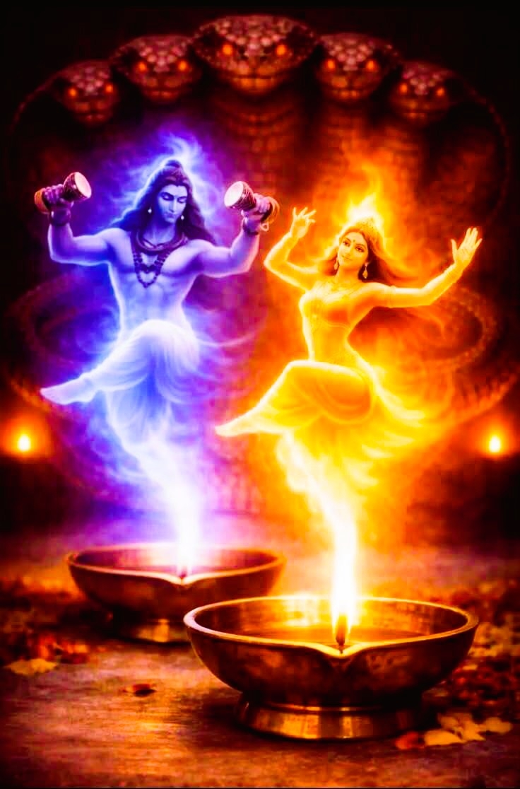 Maha Shivaratri toegewijden met olielampjes puja Shiva beeld nachtelijke waak