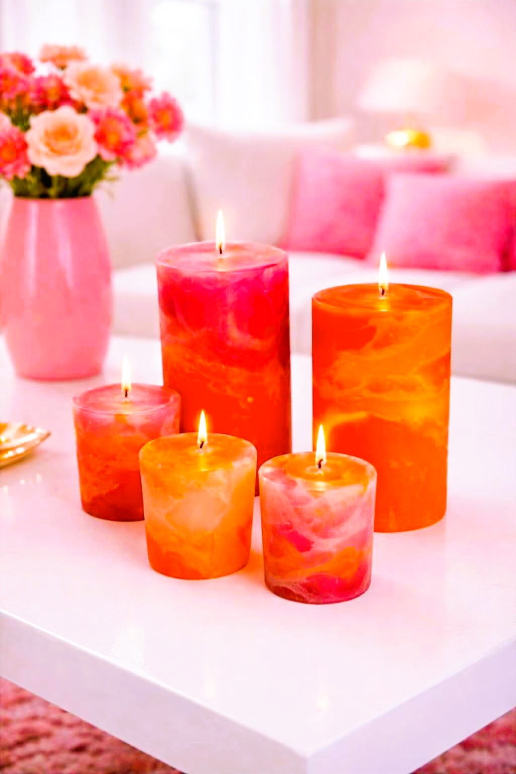 Twin Candle Ritual met roze en rode kaars voor liefde en verzoening