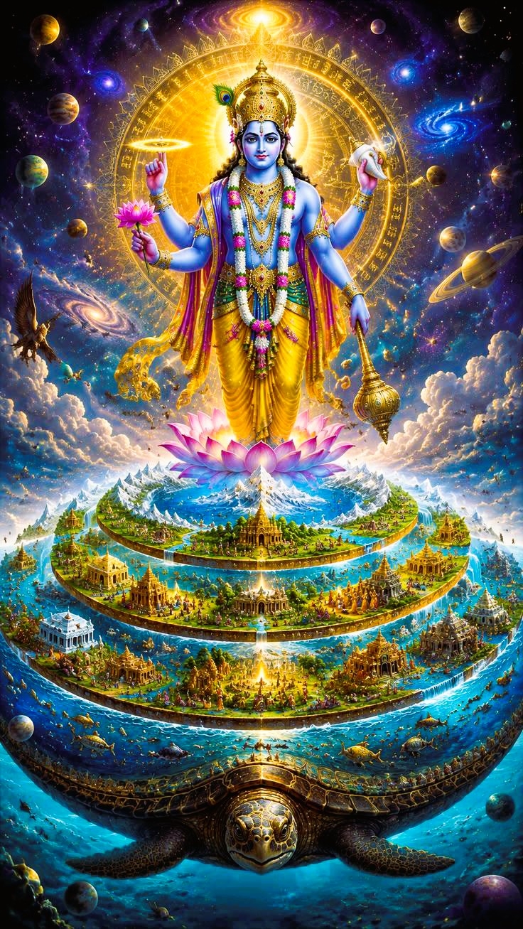 Vishnu hindoe god Trimurti behoeder van het universum Dashavatara Hindostaanse traditie