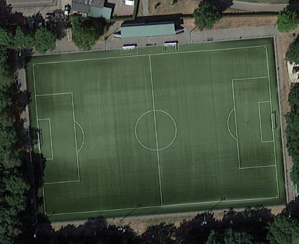 geluidsinstallatie sportveld berekenen via Google Earth