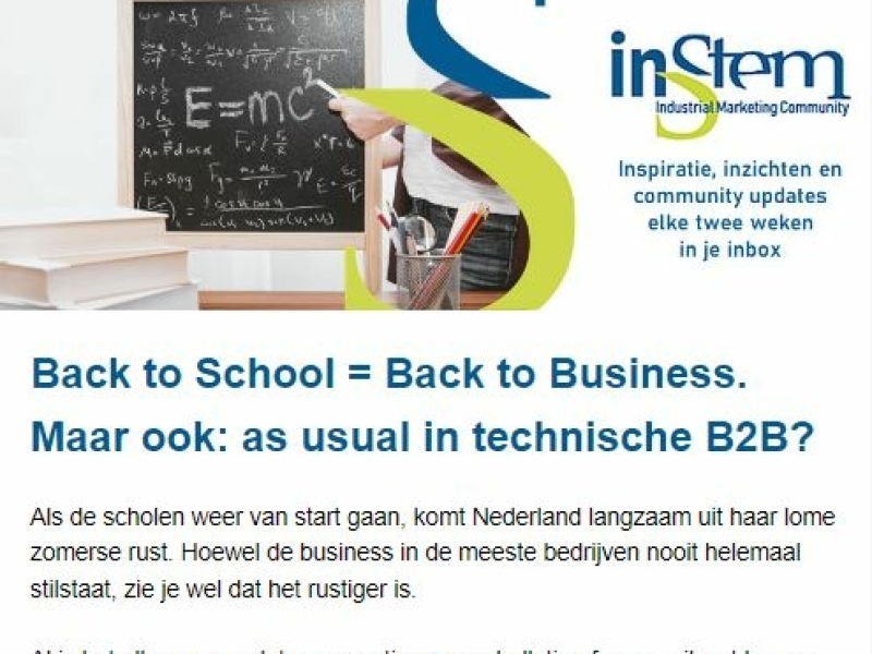 Back to school = back to business. Maar dan ook 'as usual' in technische B2B?