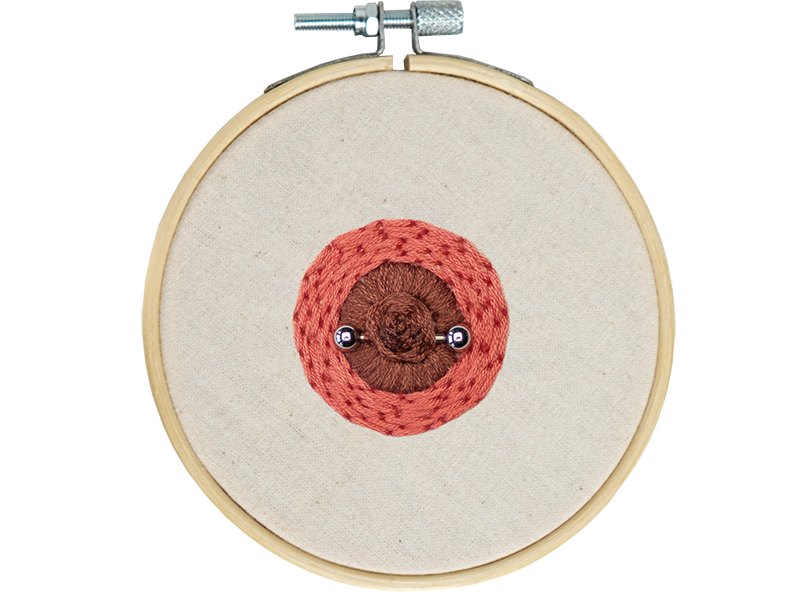 Embroidery kit Pierced Nipple Brown Stitchmilk