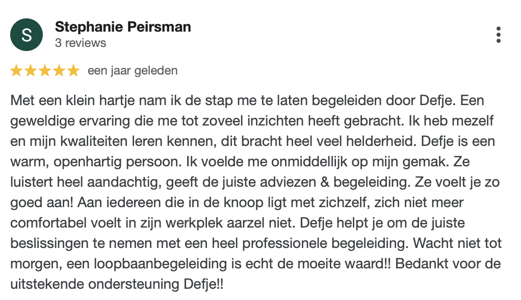 klantentevedenheid studio jij review loopbaancoaching