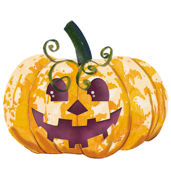 Illustratie van verschillende vrolijke pompoenen voor de Herfst Pompoen Speurtocht in het winkelcentrum