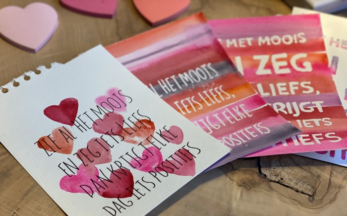 Valentijnskaart in aquarelverf
