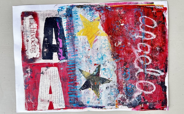 stencil- en druk technieken creatieve workshop Gelli plate stencil technieken en druk technieken