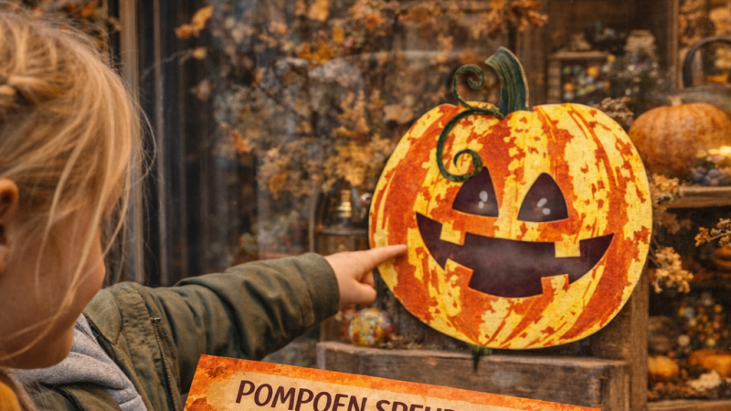 llustratie van verschillende vrolijke pompoenen voor de Herfst Pompoen Speurtocht in het winkelcentrum