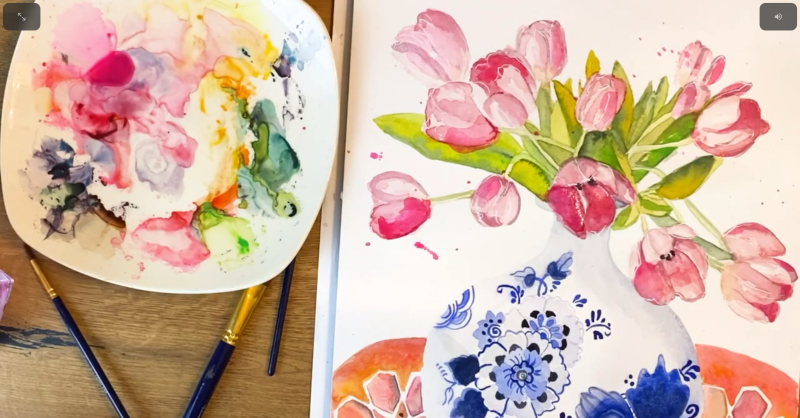 aquarel-voorbeeld-beginner-bloem Aquarel voorbeeld voor beginners van een bloem