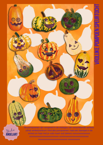 Speelse pompoenen als beeld bij een laagdrempelige herfstspeurtocht langs winkels