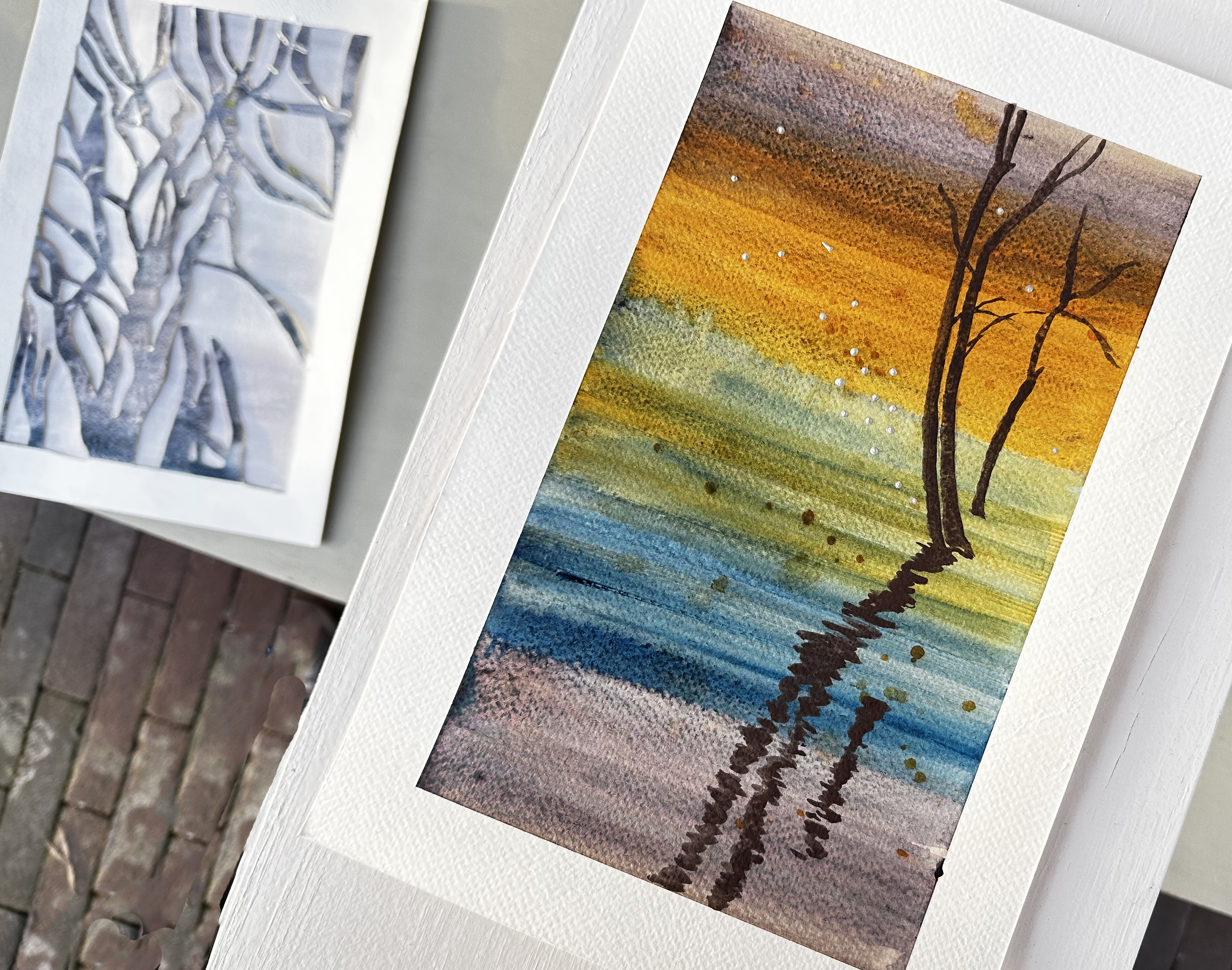 abstract schilderen aquarel landschap