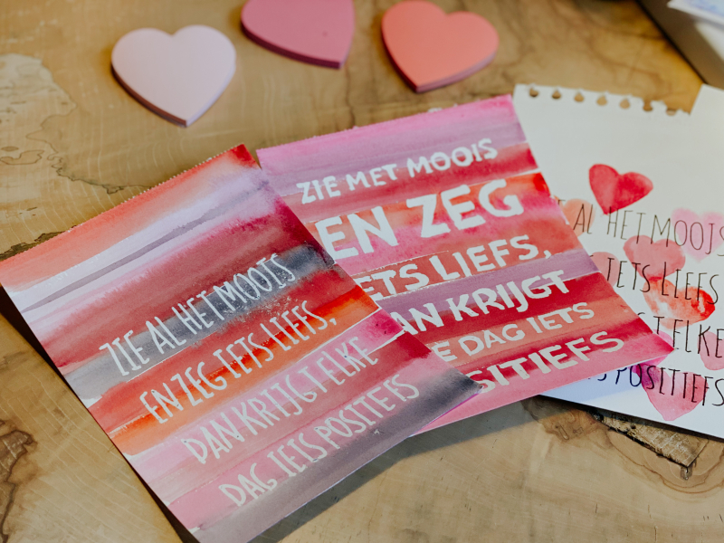 Valentijnsdag letters in aquarelverf