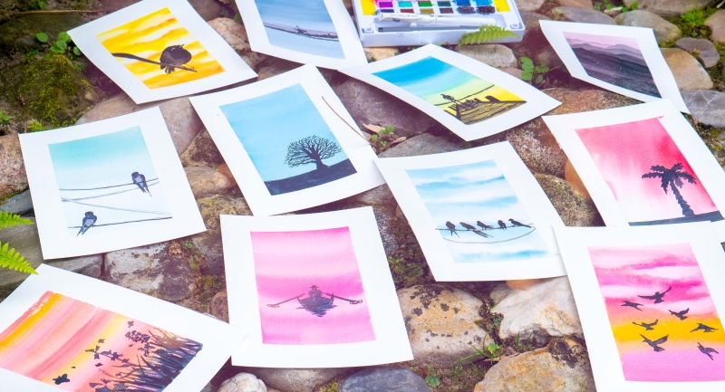 Aquarel workshop luchtende silhouetten Makkelijke aquarel ideeën: 10 dingen die je vandaag kunt schilderen