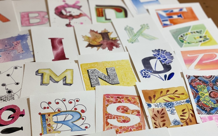 Online aquarel workshop letter Illustraties