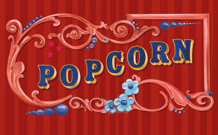 rode popcorn tent van Herman