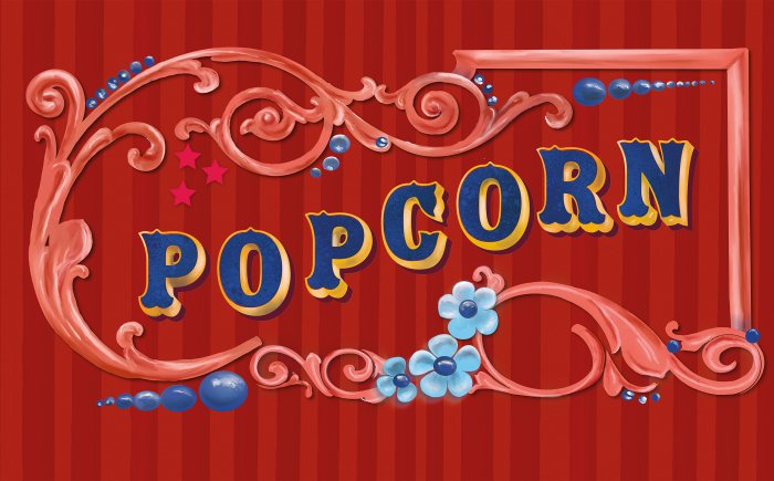 rode popcorn tent van Herman