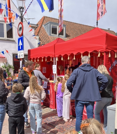 Rode suikerspin tent en rode popcorn tent