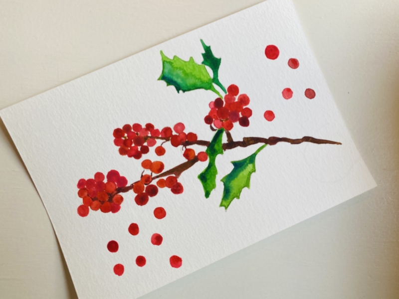 tak met besjes makkelijk aquarel idee Makkelijke aquarel ideeën: 10 dingen die je vandaag kunt schilderen