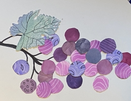 druiven Collage met aquarelverf en mixed media