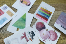 Kerstkaarten maken aquarel