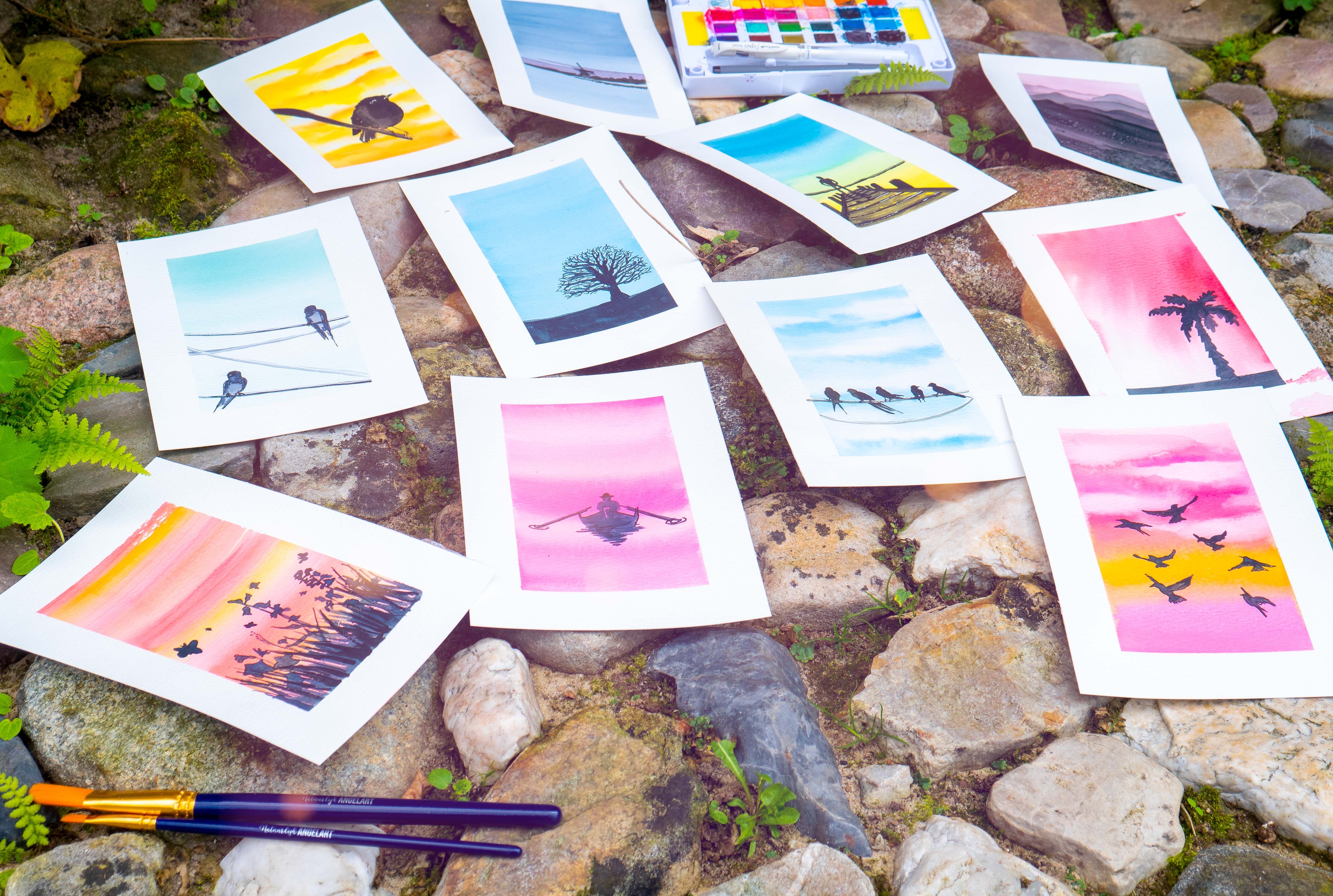 Aquarel workshop luchtende silhouetten Aquarel workshop luchten en silhouetten online