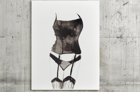 zwarte lingerie aquarelverf illustratie Angela Peters