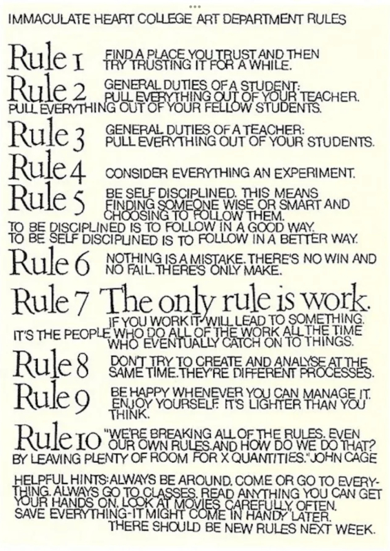 Rules Zuster Corita Kent